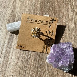 Francesca’s Gold Crystal Leaf Wrap Ring Size 7 NWT